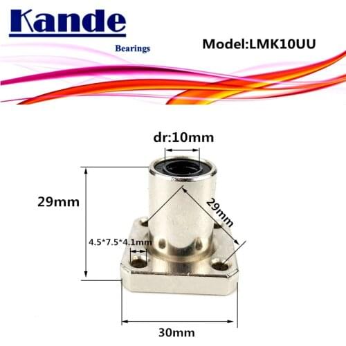 Kande Bearings LMK10 UU 2pcs LMK10UU Square Flange Linear Bearing dr:10mm LMK10