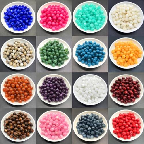 Wholesale 8/10 /12mm Imitation Natural Stone Round Acrylic Loose Beads Making DIY Bracelet Necklace accessories