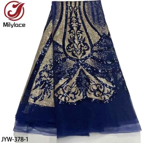 Beautiful French Sequins Lace Fabric 2021 Fashion Net Tulle Lace Fabric High Quality Nigerian Lace for Dress JYW-378