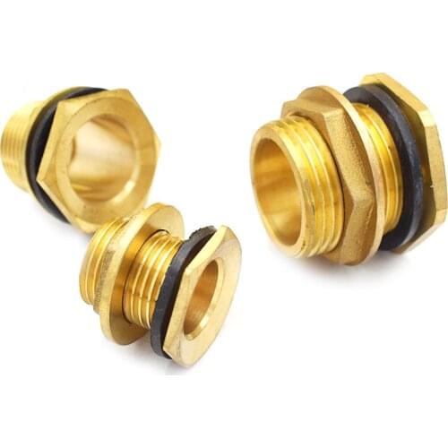 Soild Brass Water Tank Connector 1/2" 3/4" 1" BSP Threaded Male Pipe Plumbing Fittings Bulkhead Nut Jointer