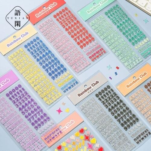 1 Pcs Bronzing English Letter Alphabets Number Stickers Scrapbooking Stick DIY Stationery Album Diy Decoration Sticker Kawaii