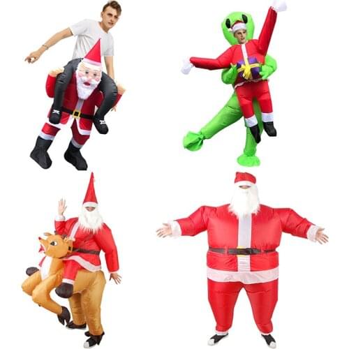 Unisex adult Santa Claus inflatable Costume Jumpsuit Christmas dress party for fun