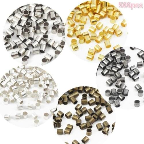 500pcs copper tube 1.5/2MM crimp beads end beads rope stopper spacer Beads for bracelet Jewelry Making DIY accessories