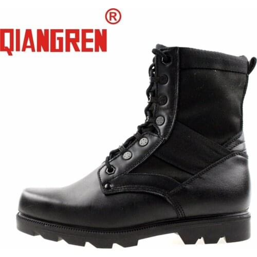 QIANGREN Military Factory Direct Womens Genuine Leather Black Tactical Boots Female Outdoors Army Safety Shoes Botas Militares