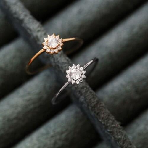 Adjustable Flower Floral Cubic Zircon 925 Sterling Silver Thin Rings for Women Trendy Wedding Engagement Fine Jewelry YRI222