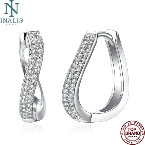 INALIS Geometry Clip Earring Pure Twinkle Cubic Zirconia Womens Earrings Wedding Exquisite Copper Fashion Jewelry Best Sale