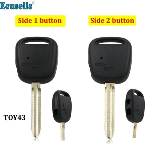 Side 1 button 2 button replacement Remote Key Shell For Toyota TOY43 uncut key
