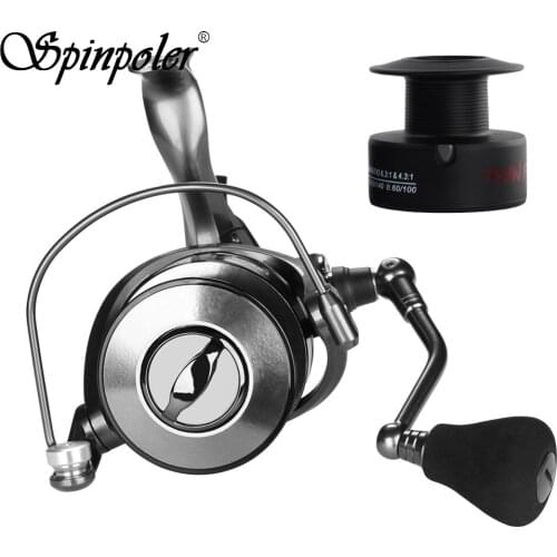Spinpoler New Double Speed, 2 Spool Cups, Double Brake Spinning Reels 12+1 S.S Ball Bearings Graphite Spin Fishing Reel