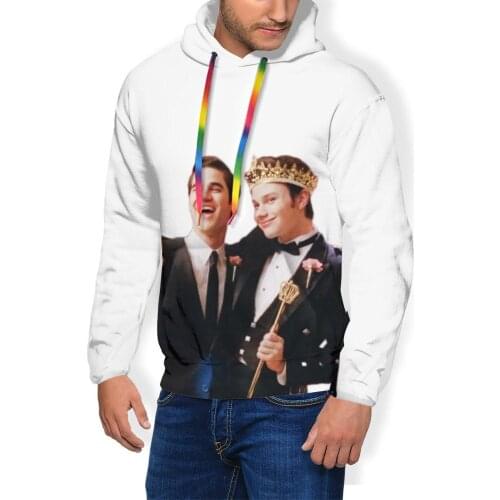 Glee Hoodie Prom Klaine Hoodies Long Length Men Pullover Hoodie Winter Polyester Streetwear Purple Hoodies