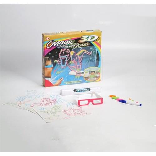 Creative Education 3D Effect Magic Portable Sketchpad Drawing Board with Dinosaurs Space Effect Pen Glasses Children Toys