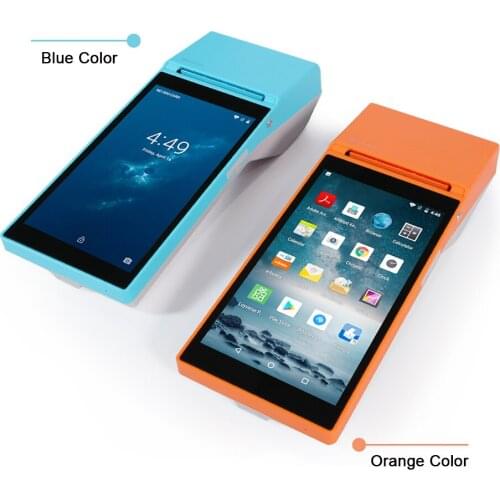 All in One Ticket Handheld Terminal POS Machine with 58mm Dia Paper Handheld Printer Google QR code scanning PDA 4.9