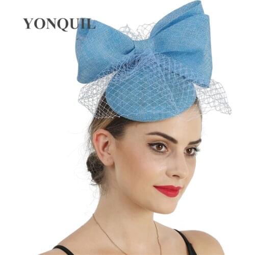 Women Chic Bow Fascinator Hat Cocktail Wedding Party Church Mesh Headpiece Fashion Headwear Feather Hair Accessories Bride