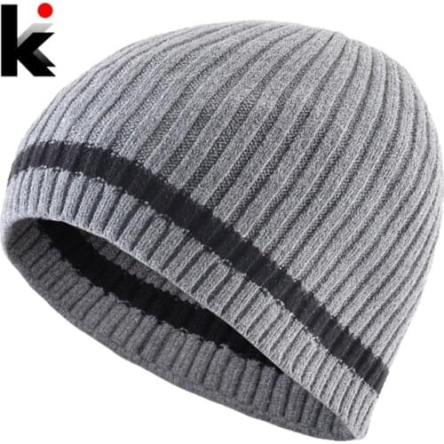 Knitted Skullies Beanies For Men Autumn Winter Skullcap Mens Fashion Hip Hop Hats Knitting Wool Beanie Hats Outdoor Ski Hat