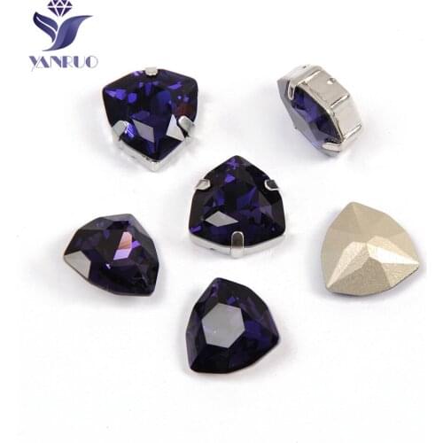 YANRUO 4706 Trilliant Purple Velvet Sewn Stones DIY Craft Pointback Rhinestones For Clothes Sewing Crystal Garment Accessories