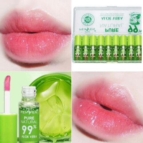 1PC Pure Natural Protect Lips Liquid Lipgloss Women Aloe Vera Plant Transparent Natural Lip Gloss Moisturizer Makeup TSLM1