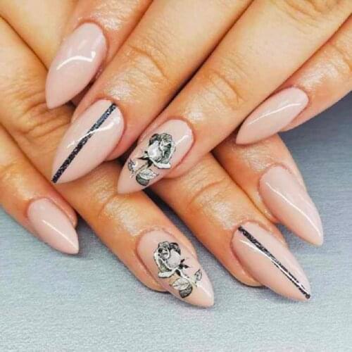 1pc 3D Acrylic Engraved Nail Sticker Embossed Black Color Flower Water Decals Empaistic Nail Water Slide Decals Z0450