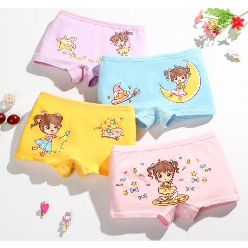 4 Pieces/Lot cartoon Design Children baby Girls boxer Panties Cotton Soft cute Child Breathable Underwear for 2-12 years Girl