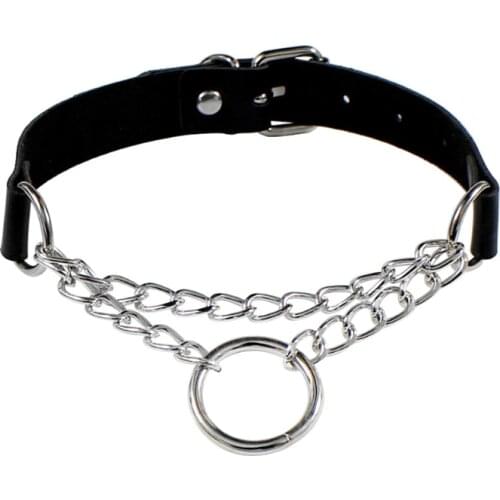 45cm Adjustable Sexy Leather Collar Wide Neck Strap Adjustable Belt Goth Punk Bondage Restraints Metal Soft Choker Hot Sell