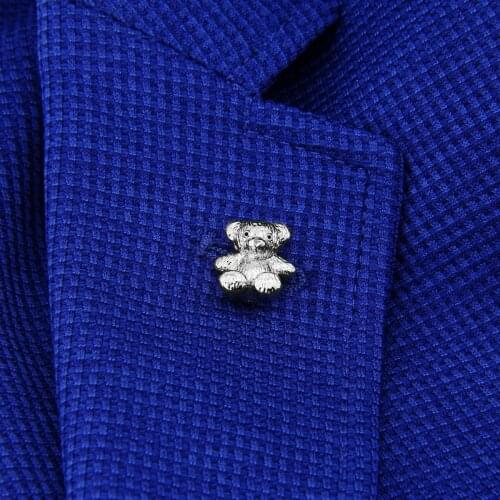 Silver color Little Bear brooch cooper alloy plated with white steel Mens Bussiness pin