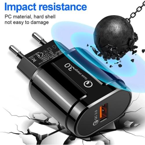 18W Qualcomm QC3.0 Fast Charge USB Charger Mobile Phone Wall Mount Adapter For IPhone 12 11 AirPods IPad Huawei Xiaomi Samsung