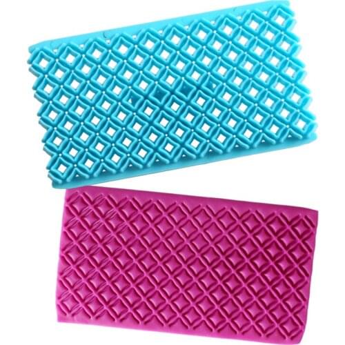 DIY Plastic Printing Biscuits Cake Cookies Cutter Fondant Lace Cake Decoration Grid Quilt Embosser Mold Cake Tools