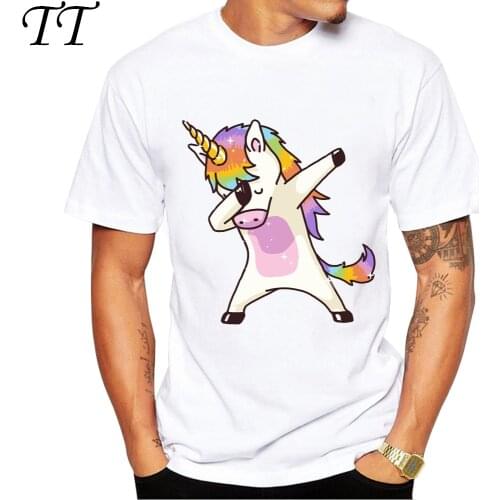 2019 Summer Fashion Dabbing Unicorn T-Shirt Men Funny T Shirts Dabbing Hip Pop Unicorn/Cat/Zebra Tops Tee gt184