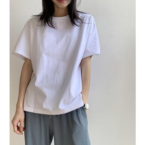 New Womens T-shirt Summer Casual Short Sleeve Oversized T Shirt Women Simple Round Neck Lady Tops Harjauku T-shirt Female