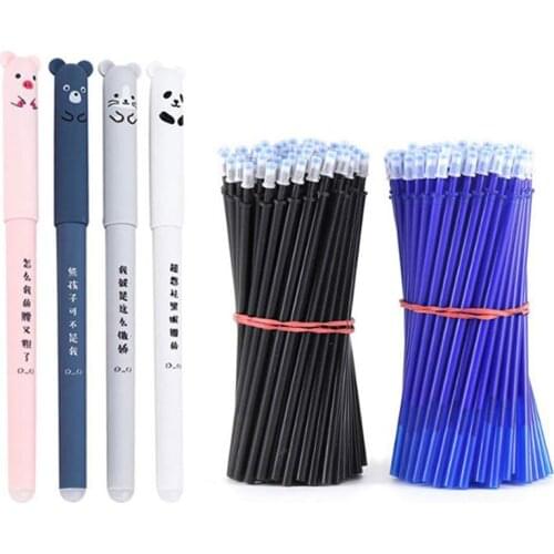 24Pcs/set Animals Panda Erasable Gel Pen 0.5mm Erasable Pen Refills Rods Washable Handle School Office Supplies Stationery