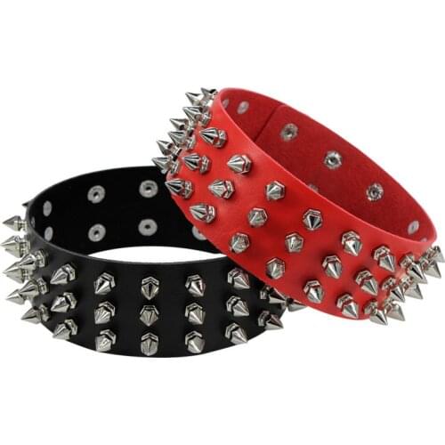 Idopy Men`s Women`s Faux Leather Choker Punk Rivets Gothic Buckle Necklaces Jewelry For Male Female