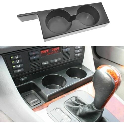Car Front Center Console Storage Box Black Double Hole Coin+Cup Drink Holder For BMW E39 5-SERIES 528i 525i 530i M5 1999-2003