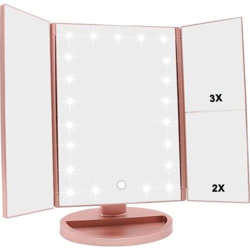 Cosmetic Make up Led Makeup Mirror with Lights USB Charging Foldable 22 Light Magnifying Makeup Mirrors