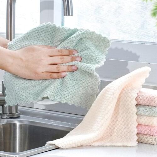 Kitchen paper towel super absorbent wipes Non-stick oil Pineapple pattern dish cloth Soft fiber household cleaning towel