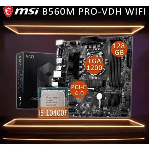 LGA 1200 MSI B560M PRO-VDH WIFI Motherboard With Intel Core i5 10400F Motherboard Combo i5 DDR4 M.2 Intel B560 Placa-mãe 1200