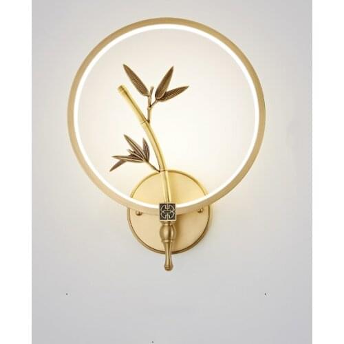 Chinese Style Copper LED Wall Lamps Indoor Decor Sconces Bedroom Light Fixture Living Room Bedside Aisle Stair Hotel Wall Lights