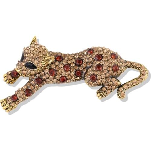 Muylinda Vintage Cheetah Brooch Pin In Gray Color Animal Brooches Man Women Costume Jewelry Brooch Scarf Sweater Cloth Clip Gift