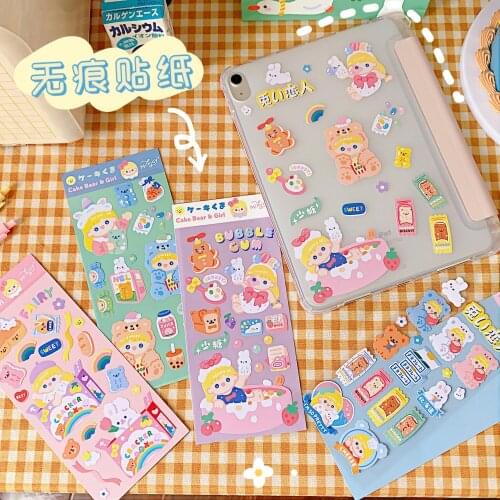 Cute Bear Stickers for Water Cup Decoration Mobile Phone Case Planner Stickers Stationery Sticker