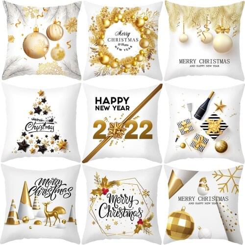 45x45cm Cartoon Santa Claus Elk Christmas Pillowcase 2021 Christmas Decor for Home Merry Christmas Ornament Navidad Xmas Gifts