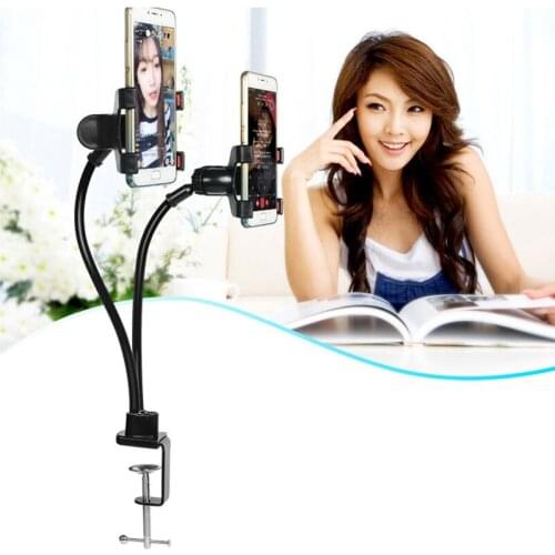 New Arrival Dual Mounts Holder Selfie Stands for Mobile Phones Tabletop Flexible Tripod with Clamp for Video Bloggers
