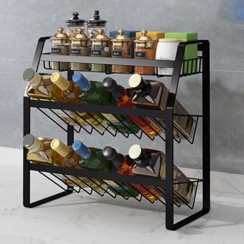 New Three Layers Metal Spice Storage Rack Kitchen Multi-function Storage Sort Out Large Capacity Racks Shelf Kitchens Supplies