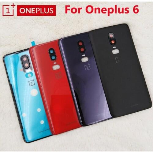 Original Oneplus 1+ 6 Back Glass Housing Battery Cover Rear Door Replacement Case Repair Parts For One Plus 6 & Camera Lens+Logo