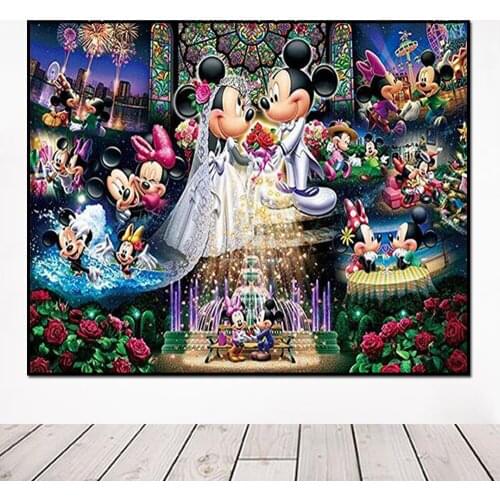 Mickey & Minnie Celebrate Wedding Posters Print Disney Catoon Animation Canvas Painting Living Room Home Decoration Picture