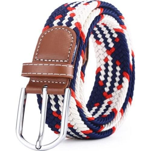 Fashion wild Knitted Woven Canvas Belt long Elastic braided wasit Strap punk style Pin Buckle belt jeans trousers Pant waistband