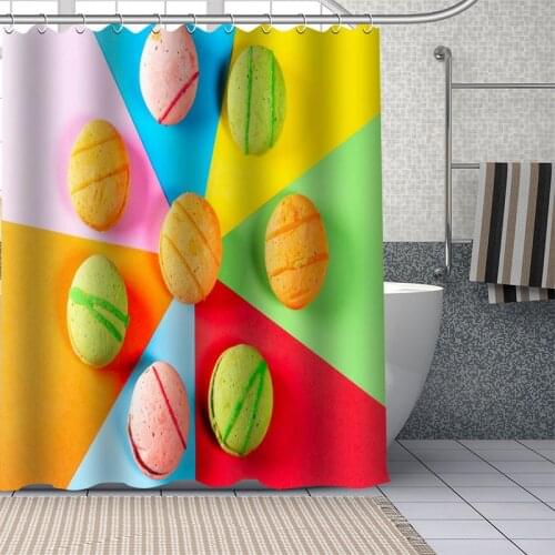Colorful Macaron Pattern Shower Curtains Waterproof Fabric Cloth Bathroom Decoration Supply Washable Bath Room Curtain Douche