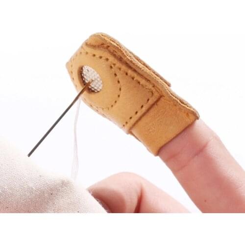 Sewing Leather Finger Cots Guard Cover Needle Thimble Thumb Fingertip Protection Gloves No Hurt Hand Sewing Accessories Thimble