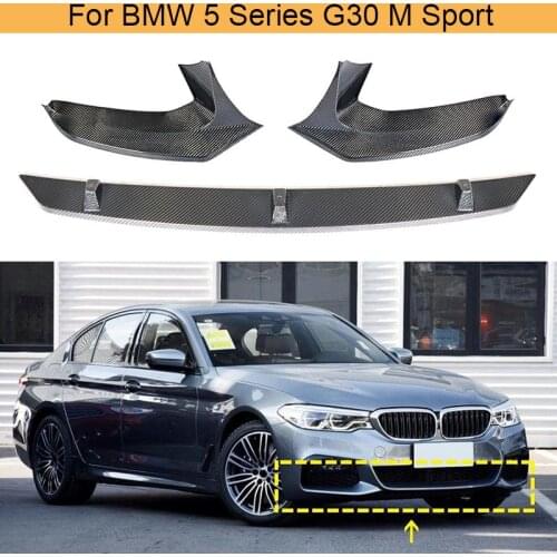 Car Front Bumper Lip Spoiler Splitter for BMW 5 Series G30 G38 M Sport 2017 2018 2019 Carbon Fiber Sticker Spoiler 3PCS/SET