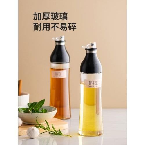 Glass Oiler Automatic Opening and Closing Leak-Proof Household Kitchen Non-Oil-Stick Oil Jar Pot Soy Sauce Vinegar Seasoning