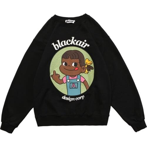 ATSUNNY Streetwear Vintage Retro Japanese Style Harajuku Sweatshirt Anime Girl Knitted Sweatshier Hoodie Pullover