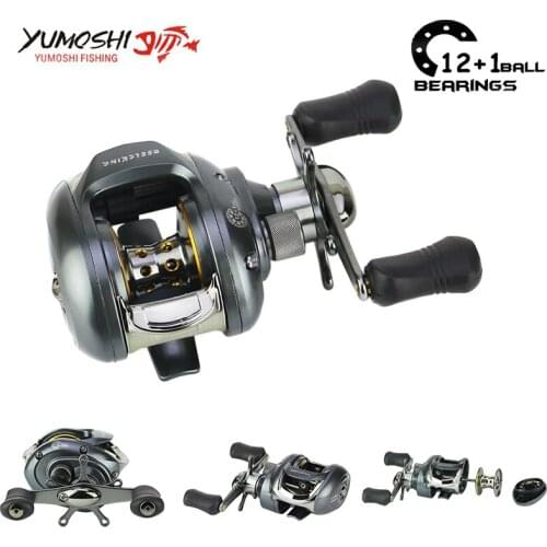 Yumoshi Bait Casting Reels 6.2:1 12+1 Ball Bearings Fishing Reel low profile reelbaitcasting fishing reels carretilha de pesca