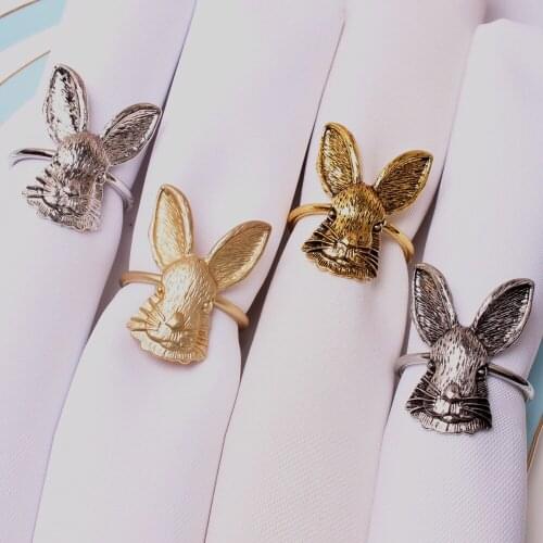 Bunny Ears Napkin Rings Easter Rabbit Napkin Buckle Metal Napkin Holder Home Table Decor For Spring Easter Rustic