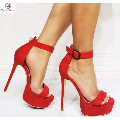 2021 Summer 13cm Thin High Heels Sandals Women Sexy Stripper Pumps Ladies 3cm Platform Red Valentine Party Wedding Shoes Size 52